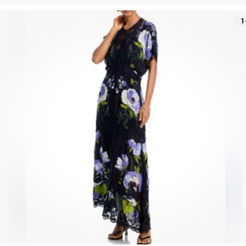FARM Rio Black and Purple Floral Maxi Dress
